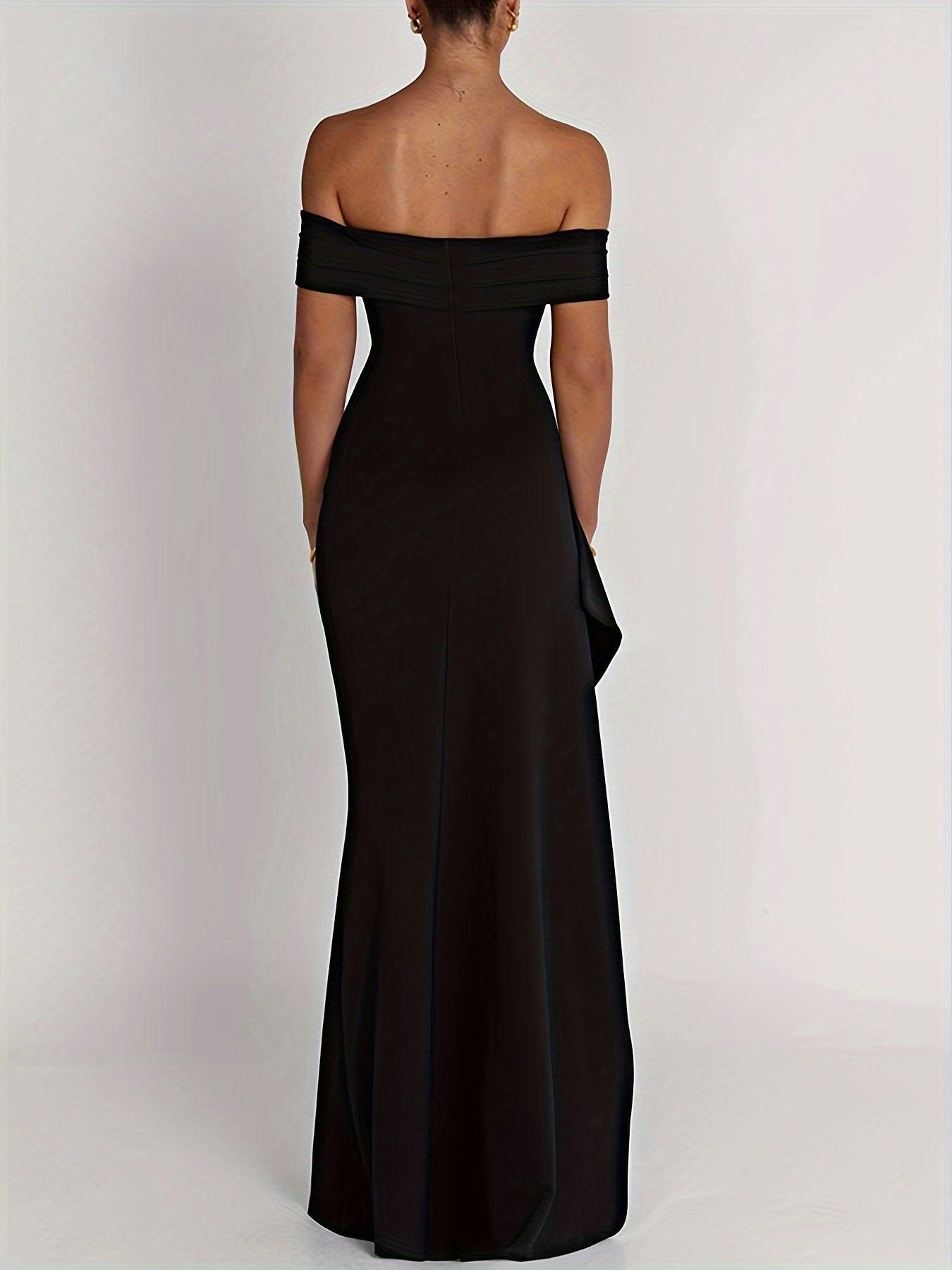 Off Shoulder Split Thigh Dress, Elegant Dress For Party & Banquet, Women's Clothing